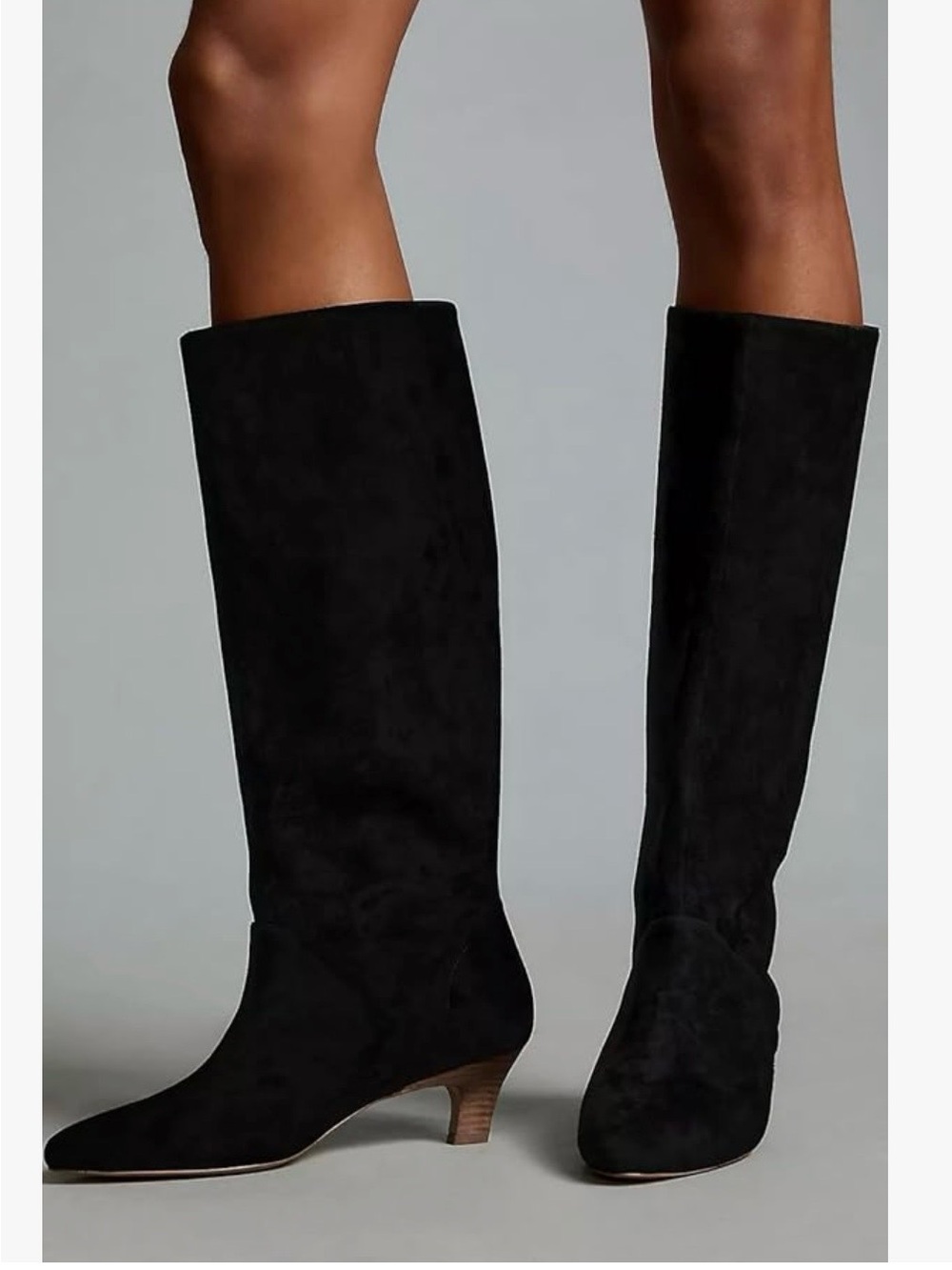 Womens Knee High Boots Kitten Heel Pointed Toe